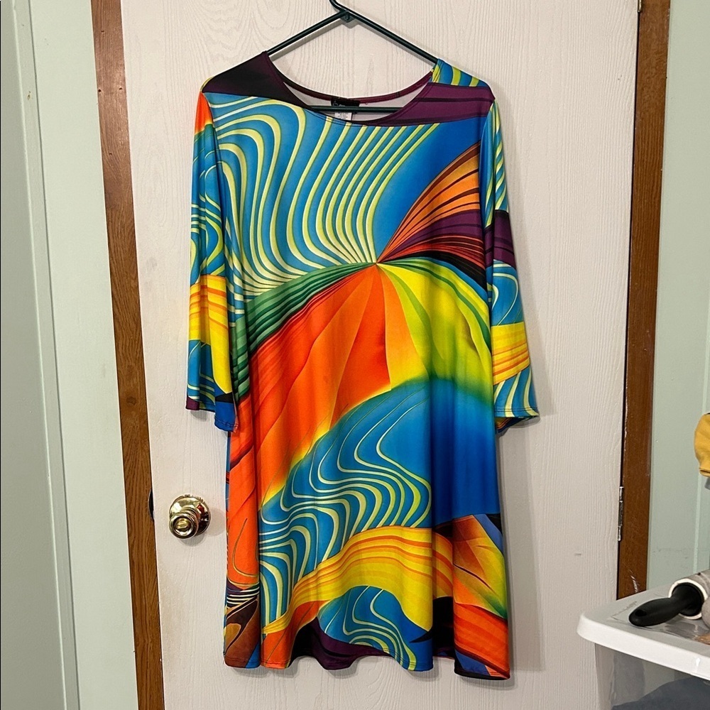 NY Invasion Colorful Abstract Women's Dress Size 1X